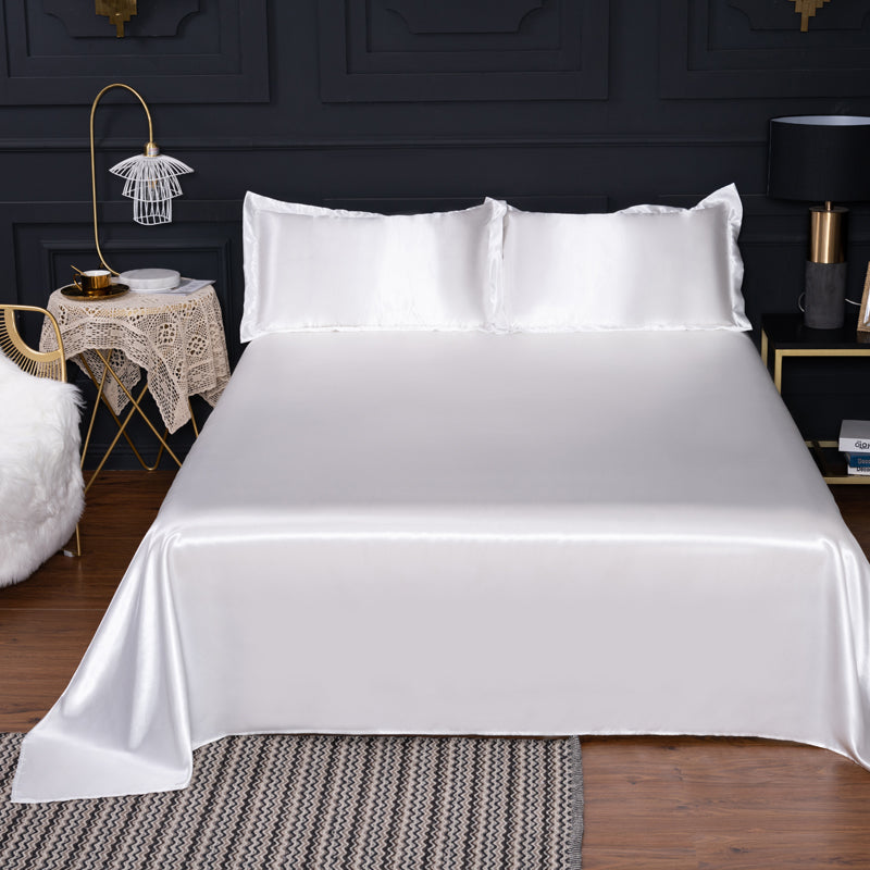 Non-Pilling Bed Sheet Solid Color Breathable Sateen Weave Fade Resistant Sheet Set