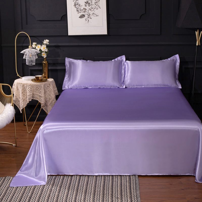 Non-Pilling Bed Sheet Solid Color Breathable Sateen Weave Fade Resistant Sheet Set