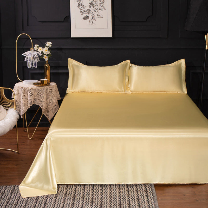 Non-Pilling Bed Sheet Solid Color Breathable Sateen Weave Fade Resistant Sheet Set