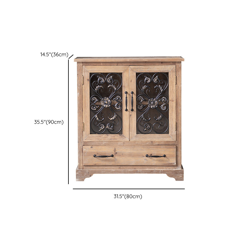 Traditional Display Stand Glass Doors Hutch Cabinet with Doors for Dining Room