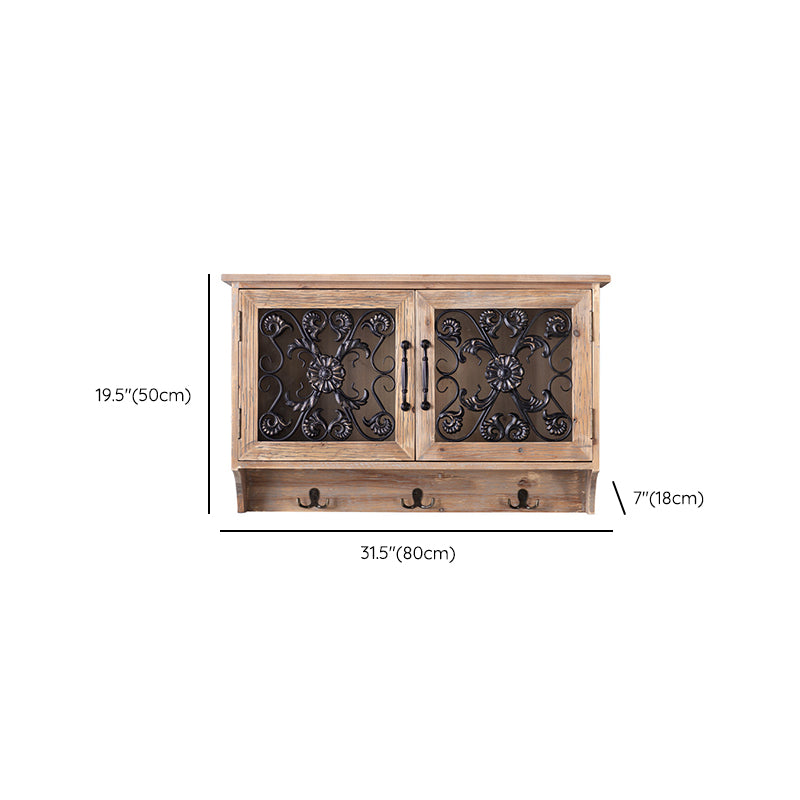 Traditional Display Stand Glass Doors Hutch Cabinet with Doors for Dining Room