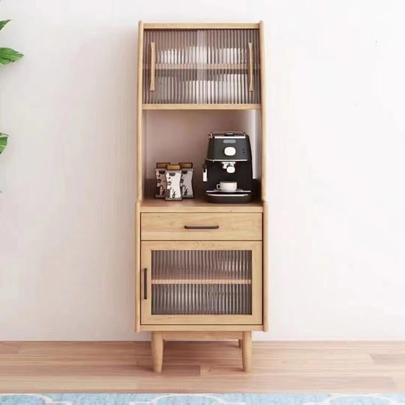 Modern Dining Hutch Pine Display Cabinet with Doors for Dining Room