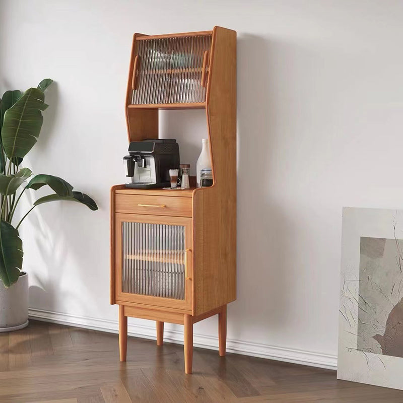 Modern Dining Hutch Pine Display Cabinet with Doors for Dining Room