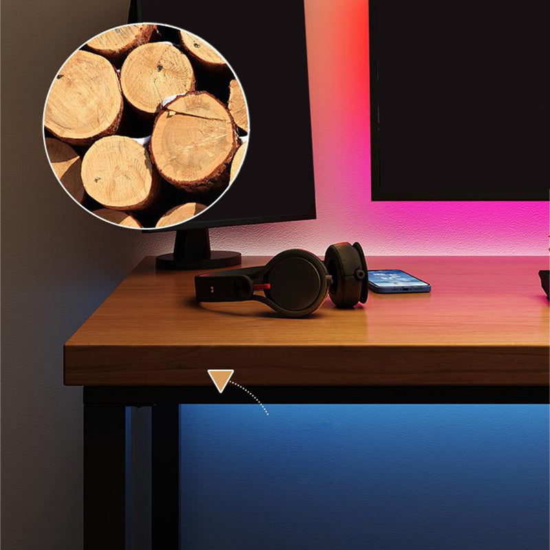 Solid Wood Rectangular Gaming Desk Sled Base 29.53" Tall Computer Desk