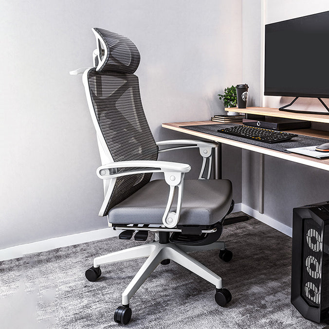 Contemporary Fixed Arms Desk Chair Footrest Included Task Chair for Office