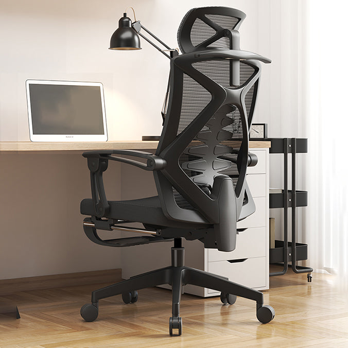 Contemporary Fixed Arms Desk Chair Footrest Included Task Chair for Office