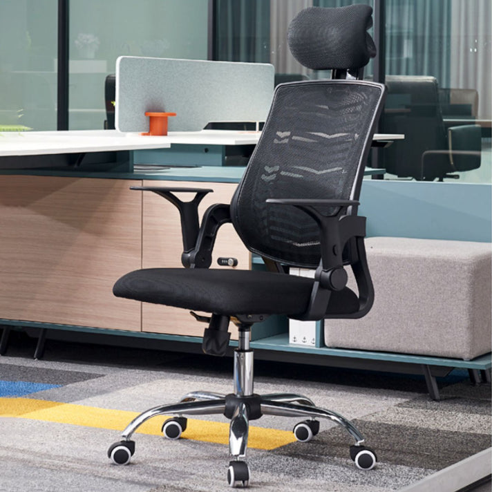 Contemporary Adjustable Arms Office Chair Mesh-back Task Chair for Office