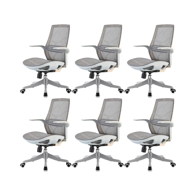 Contemporary Height-adjustable Desk Chair Gray Task Chair for Office