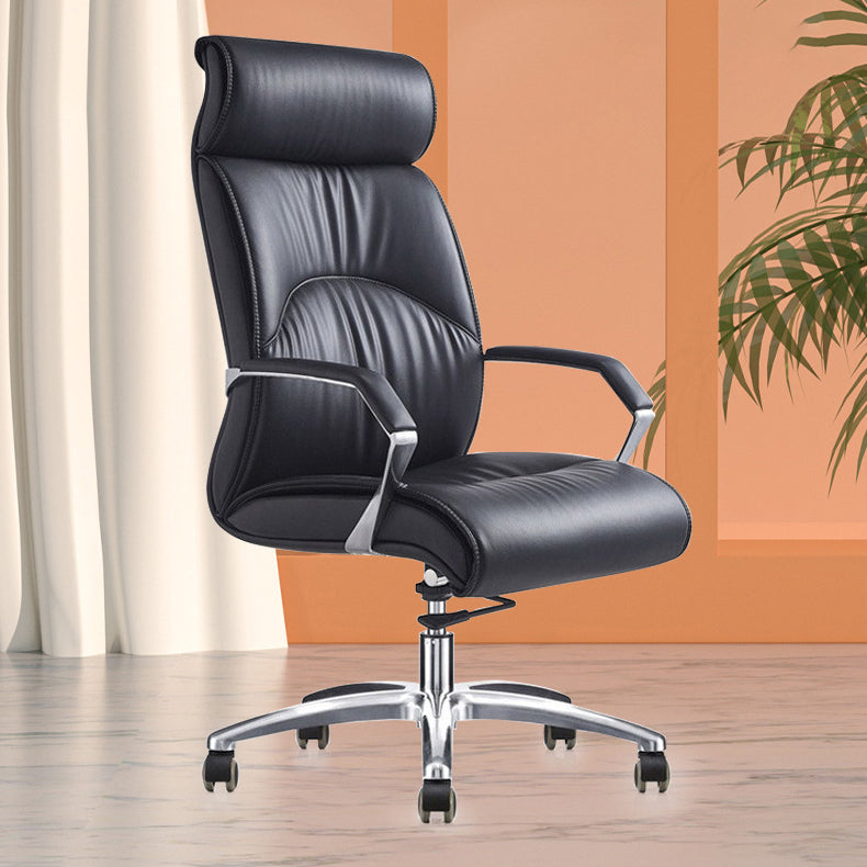 Modern Black Office Chair Fixed Arms No Distressing Ergonomic Desk Chair