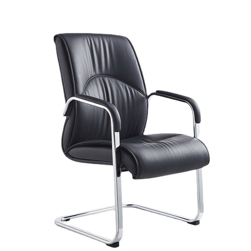 Modern Black Office Chair Fixed Arms No Distressing Ergonomic Desk Chair