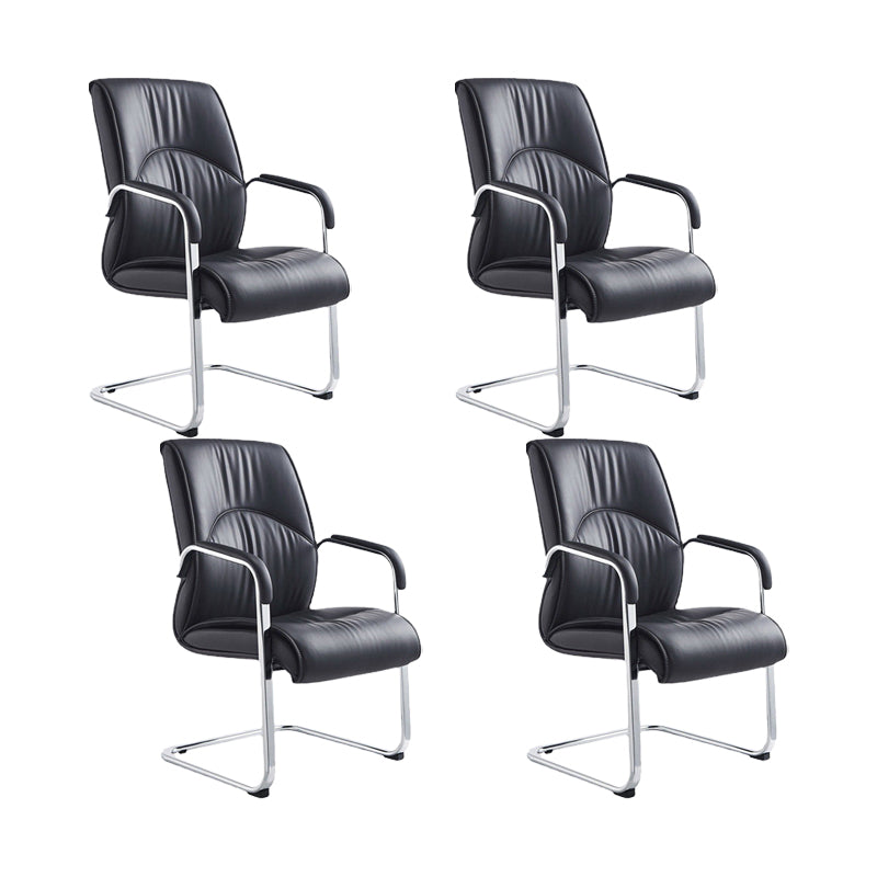 Modern Black Office Chair Fixed Arms No Distressing Ergonomic Desk Chair