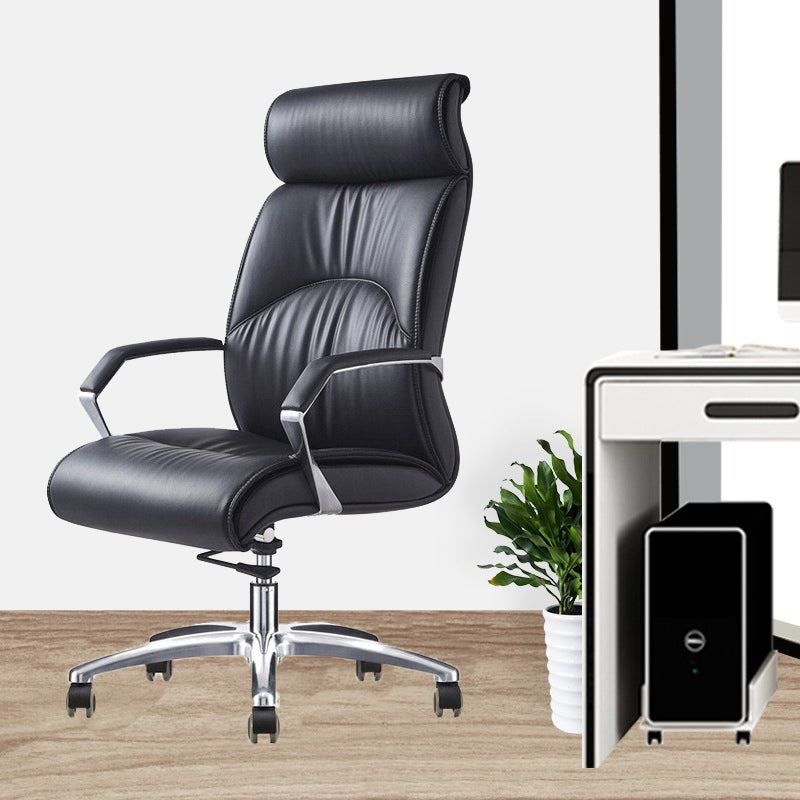 Modern Black Office Chair Fixed Arms No Distressing Ergonomic Desk Chair