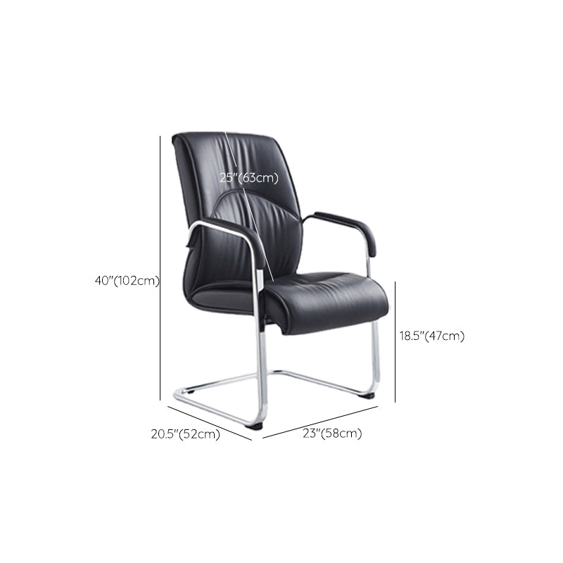 Modern Black Office Chair Fixed Arms No Distressing Ergonomic Desk Chair