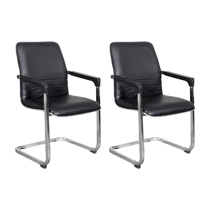 Contemporary Fixed Arms Office Chair Leather Task Chair for Office