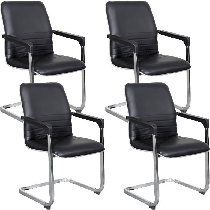 Contemporary Fixed Arms Office Chair Leather Task Chair for Office