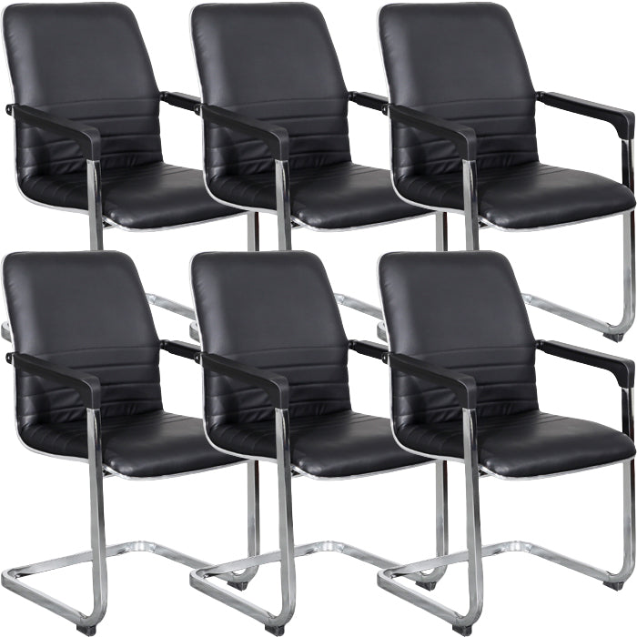 Contemporary Fixed Arms Office Chair Leather Task Chair for Office