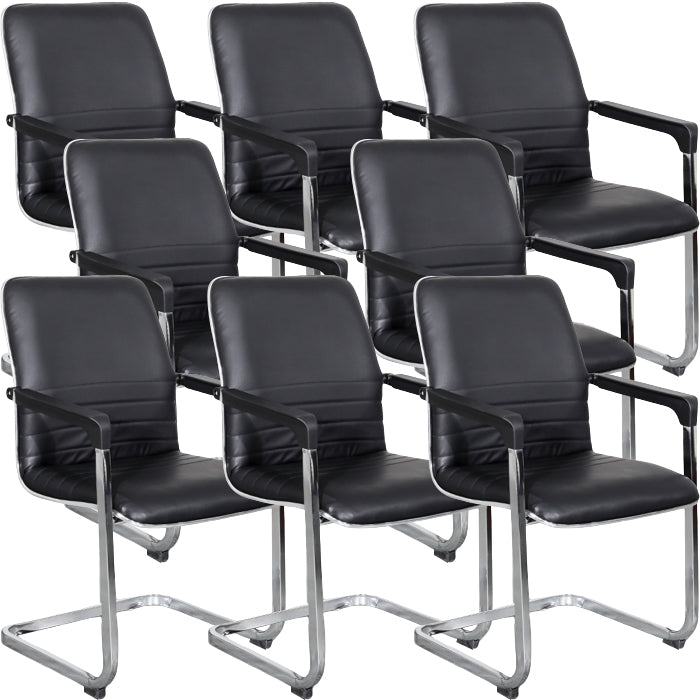 Contemporary Fixed Arms Office Chair Leather Task Chair for Office