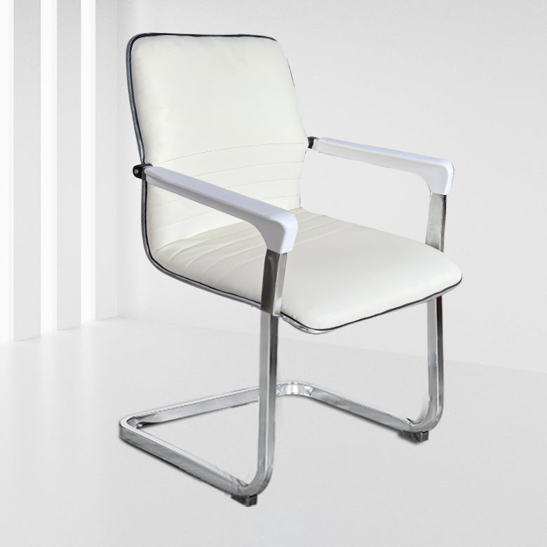 Contemporary Fixed Arms Office Chair Leather Task Chair for Office