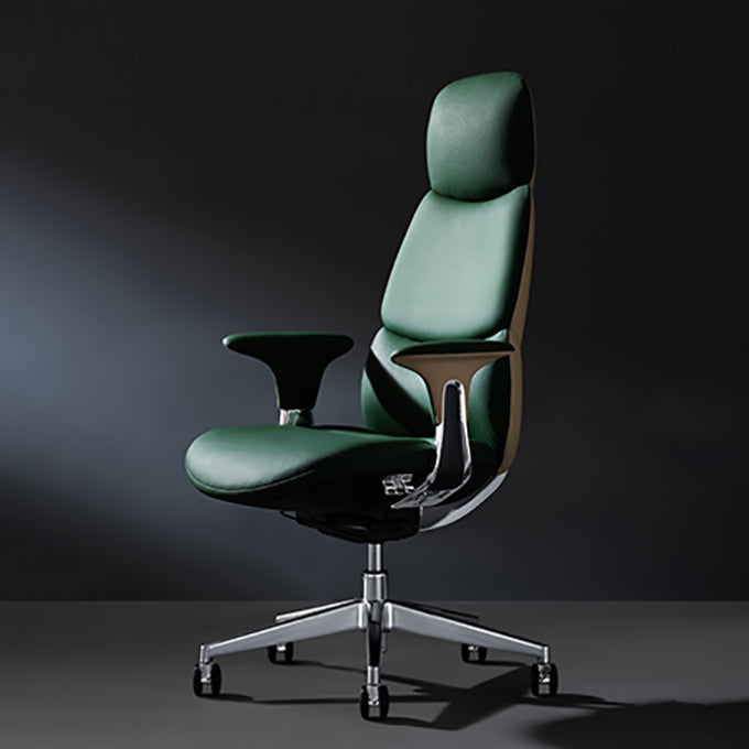 Fixed Arms Office Chair Modern Leather Adjustable Seat Height Swivel Chair with Wheels