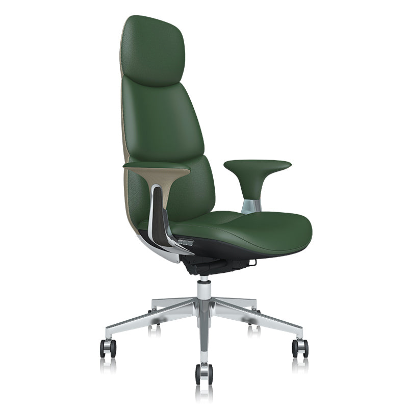 Fixed Arms Office Chair Modern Leather Adjustable Seat Height Swivel Chair with Wheels