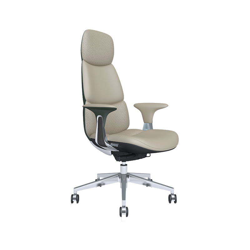 Fixed Arms Office Chair Modern Leather Adjustable Seat Height Swivel Chair with Wheels