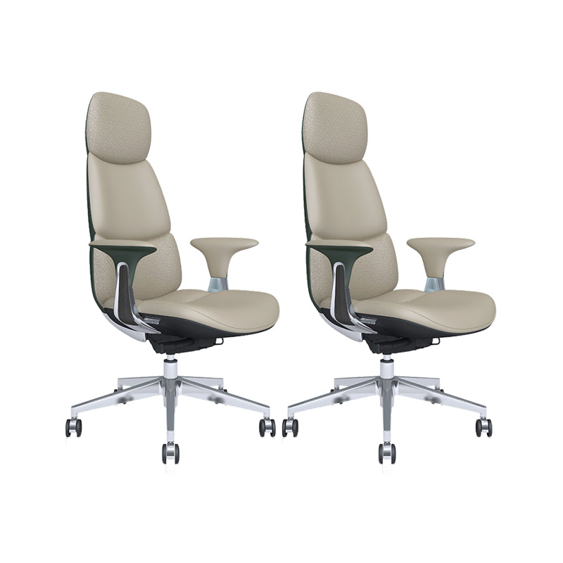 Fixed Arms Office Chair Modern Leather Adjustable Seat Height Swivel Chair with Wheels