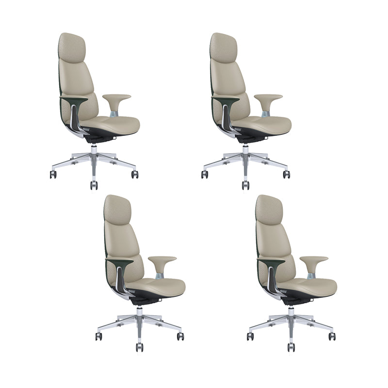 Fixed Arms Office Chair Modern Leather Adjustable Seat Height Swivel Chair with Wheels