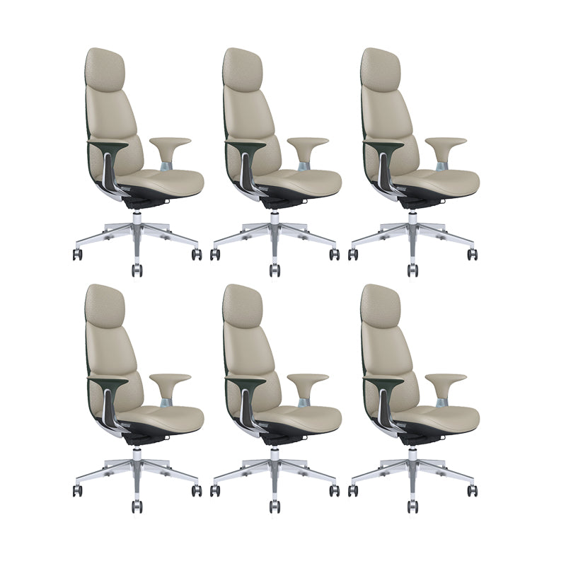 Fixed Arms Office Chair Modern Leather Adjustable Seat Height Swivel Chair with Wheels