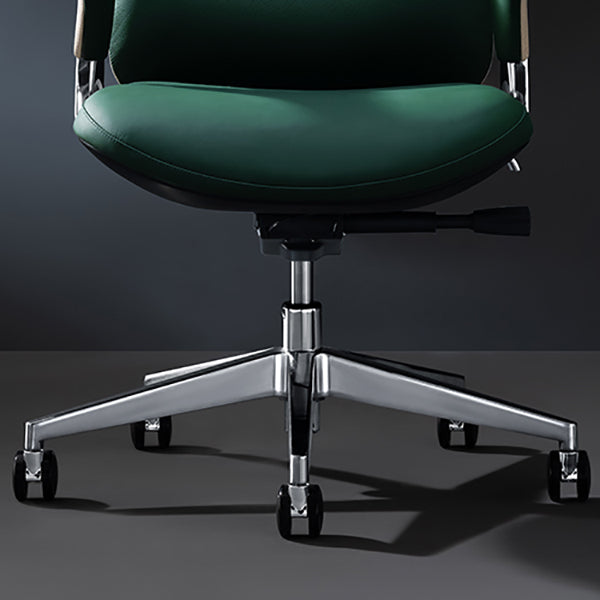 Fixed Arms Office Chair Modern Leather Adjustable Seat Height Swivel Chair with Wheels