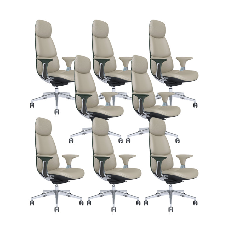 Fixed Arms Office Chair Modern Leather Adjustable Seat Height Swivel Chair with Wheels