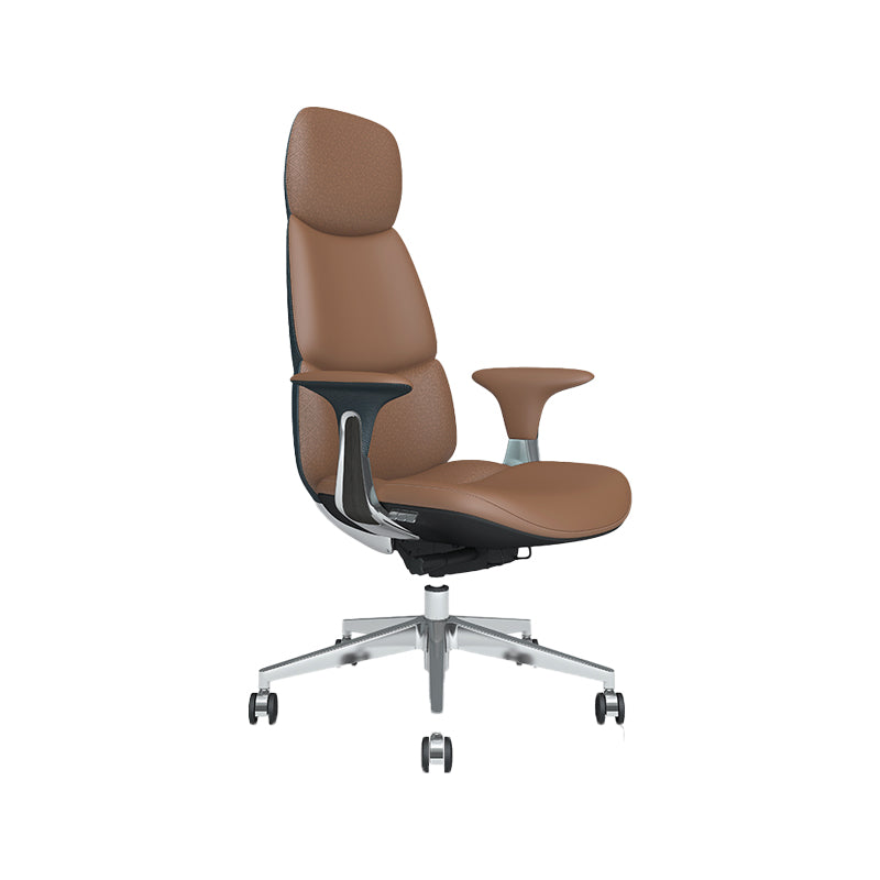 Fixed Arms Office Chair Modern Leather Adjustable Seat Height Swivel Chair with Wheels