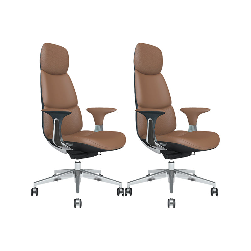 Fixed Arms Office Chair Modern Leather Adjustable Seat Height Swivel Chair with Wheels