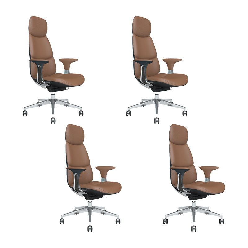 Fixed Arms Office Chair Modern Leather Adjustable Seat Height Swivel Chair with Wheels