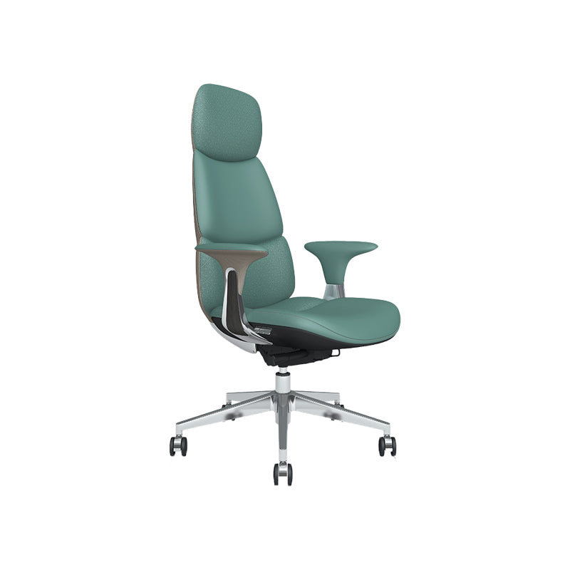 Fixed Arms Office Chair Modern Leather Adjustable Seat Height Swivel Chair with Wheels