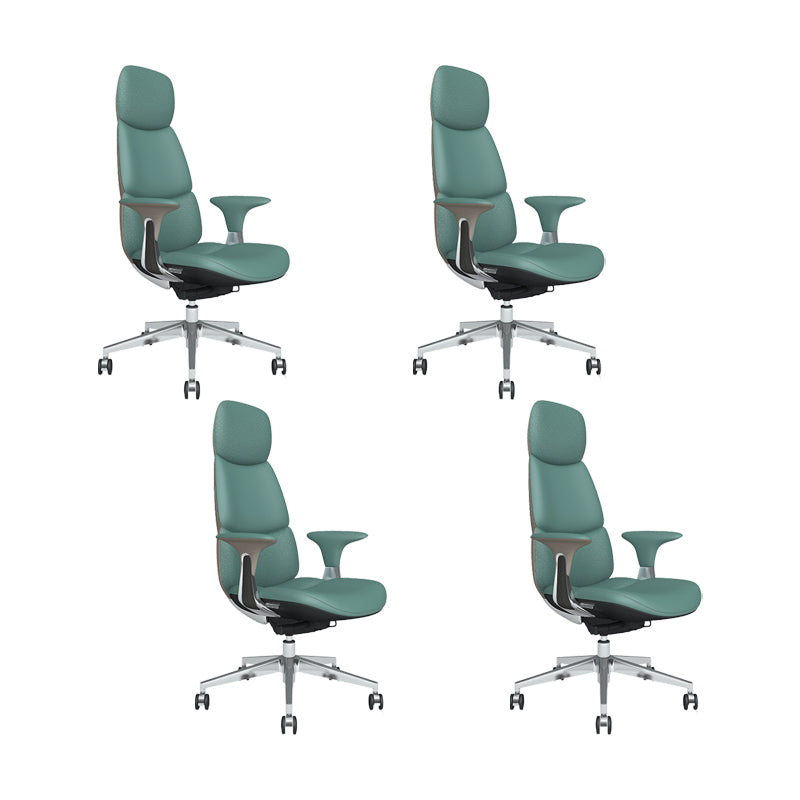 Fixed Arms Office Chair Modern Leather Adjustable Seat Height Swivel Chair with Wheels