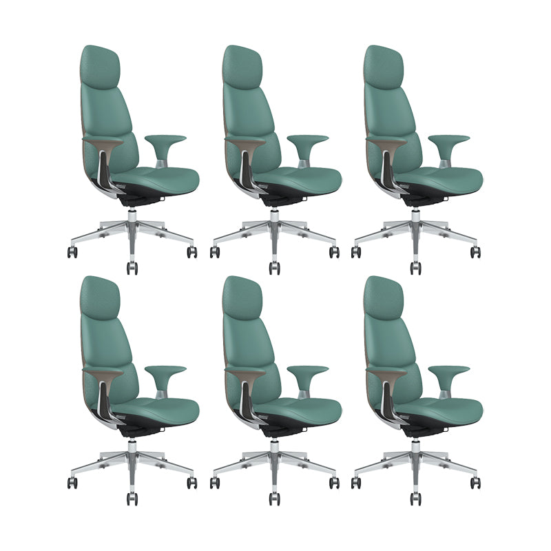 Fixed Arms Office Chair Modern Leather Adjustable Seat Height Swivel Chair with Wheels