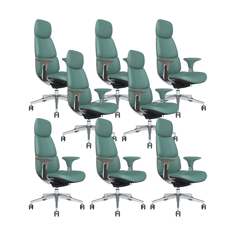 Fixed Arms Office Chair Modern Leather Adjustable Seat Height Swivel Chair with Wheels