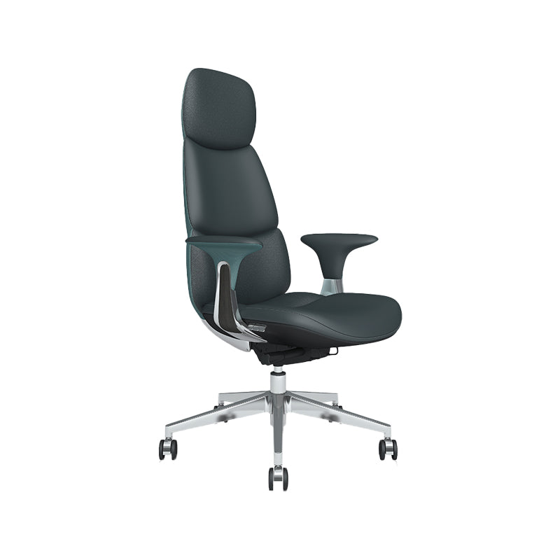 Fixed Arms Office Chair Modern Leather Adjustable Seat Height Swivel Chair with Wheels