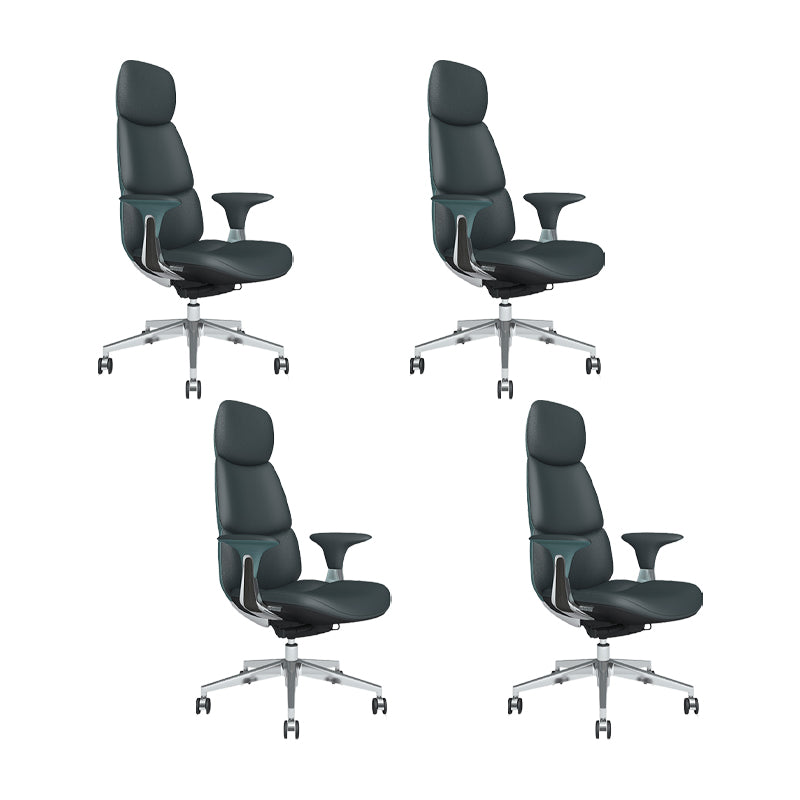 Fixed Arms Office Chair Modern Leather Adjustable Seat Height Swivel Chair with Wheels