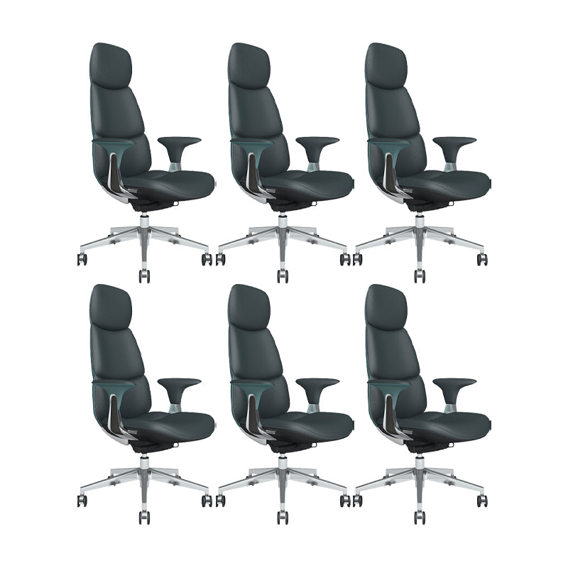 Fixed Arms Office Chair Modern Leather Adjustable Seat Height Swivel Chair with Wheels