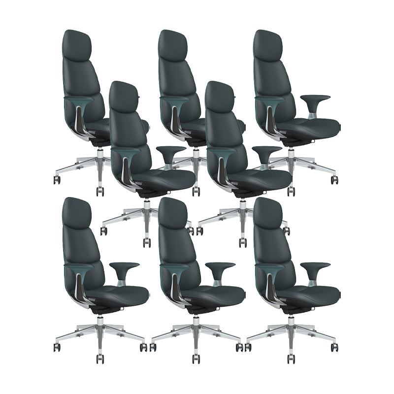 Fixed Arms Office Chair Modern Leather Adjustable Seat Height Swivel Chair with Wheels