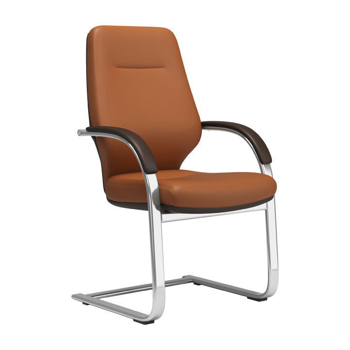 Modern Leather Swivel Chair Fixed Arms Ergonomic Office Chair