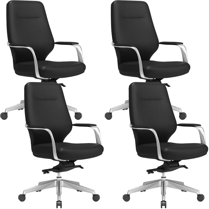 Modern Leather Swivel Chair Fixed Arms Ergonomic Office Chair