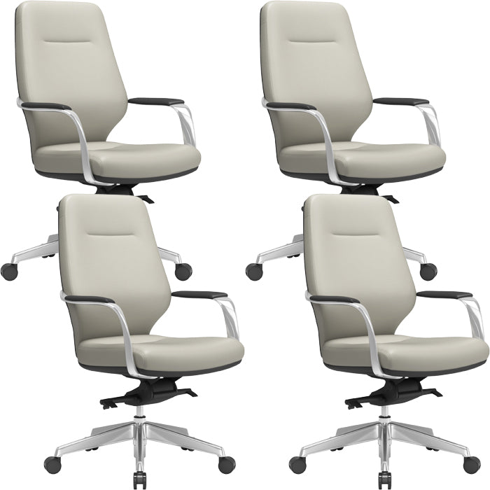 Modern Leather Swivel Chair Fixed Arms Ergonomic Office Chair