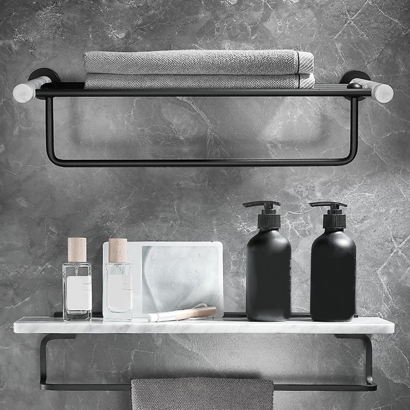 Metal & Marble Bathroom Hardware Set as Individual or as a Set in Black