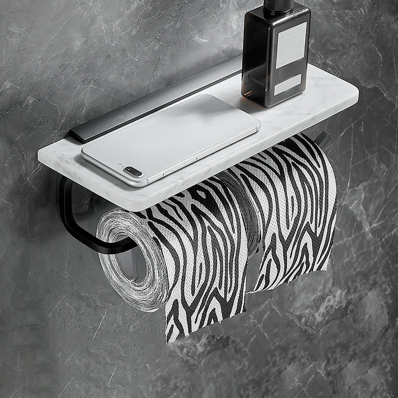 Metal & Marble Bathroom Hardware Set as Individual or as a Set in Black