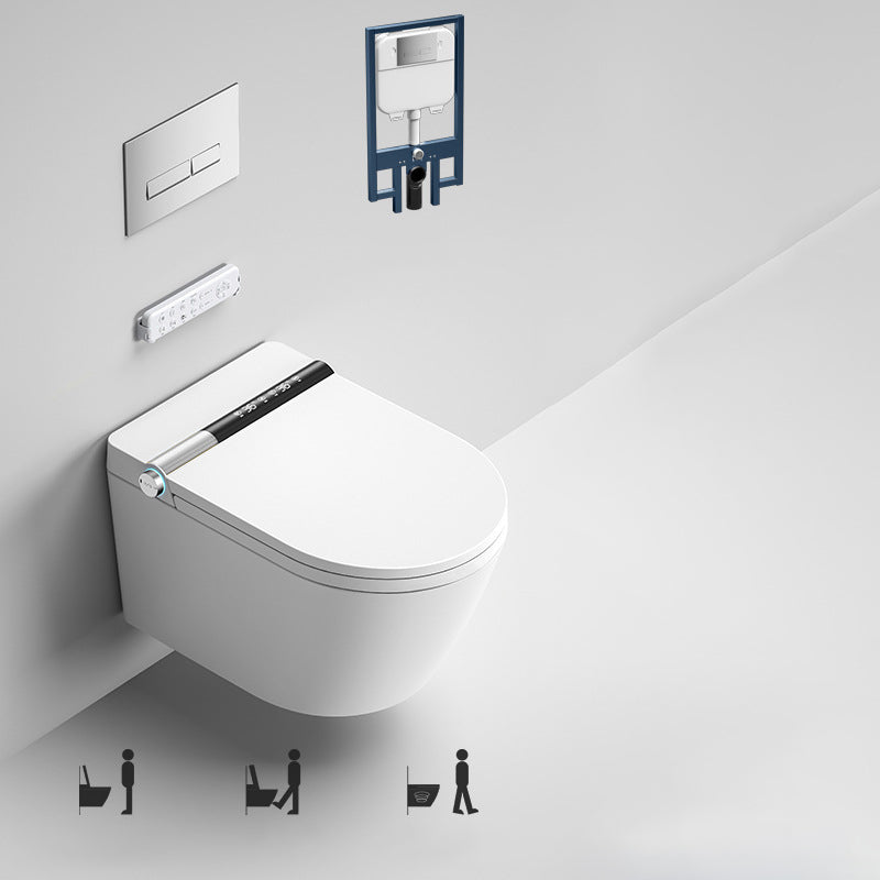 White Antimicrobial Bidet Elongated Smart Toilet with Unlimited Warm Water