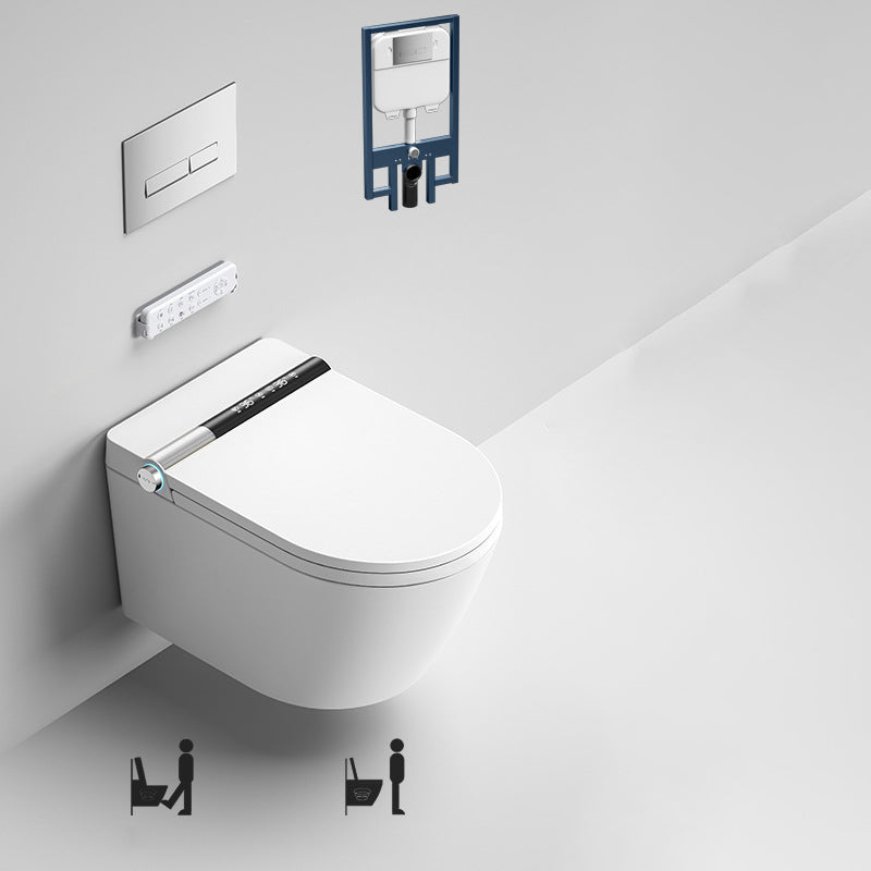 White Antimicrobial Bidet Elongated Smart Toilet with Unlimited Warm Water