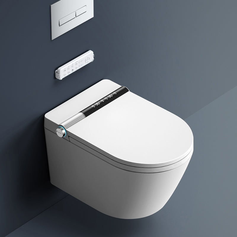 White Antimicrobial Bidet Elongated Smart Toilet with Unlimited Warm Water