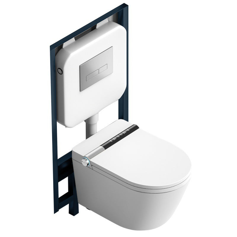 White Antimicrobial Bidet Elongated Smart Toilet with Unlimited Warm Water